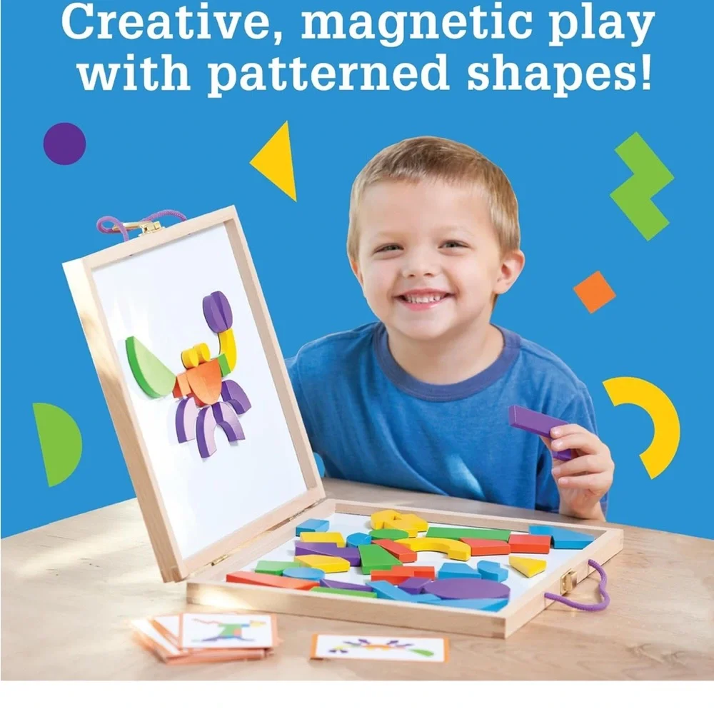 MindWare Imagination Magnets Wooden Pattern Blocks Set Imaginets